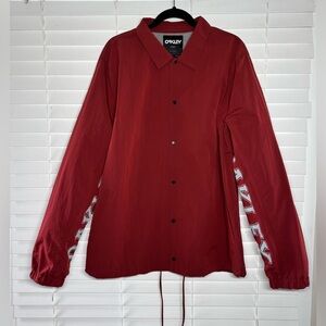 Oakley Jacket Mens XXL Icon Coach Nylon Button Up Sleeve Spellout Performance